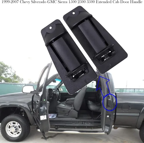 Miniatura 3 de Manija de puerta de cabina extendida para Chevy Silverado GMC Sierra 1500 2500 3500 1999 2000 2001 2002 2003 2004 2005 2006 2007 Exterior trasero