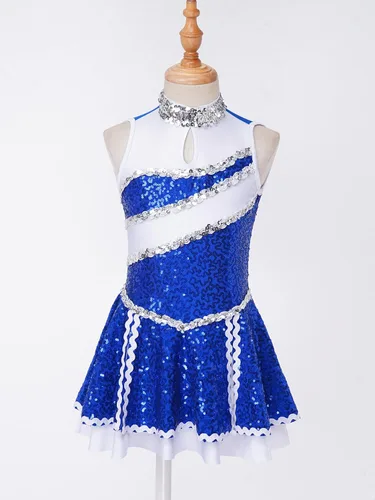 Miniatura 2 de TSSOE Uniforme de animadora con lentejuelas y purpurina para niñas y niñas