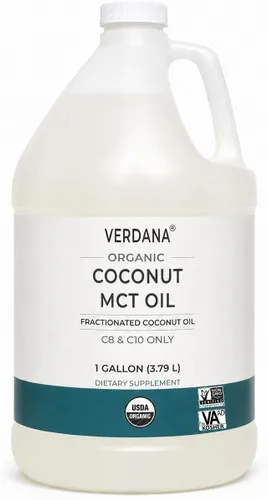 Aceite de coco MCT orgánico certificado USDA Verdana – Aceite de coco fraccionado – Sin uso de semilla de palma – Kosher, grado alimenticio, sin