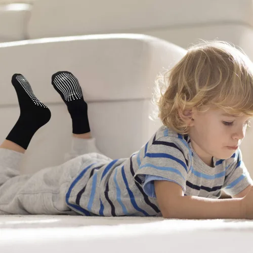 Miniatura 5 de HYCLES Calcetines antideslizantes para niños pequeños 12 pares de calcetines de tobillo alto para bebé niño y niña para niños de 1-33-55-77-10T Multi