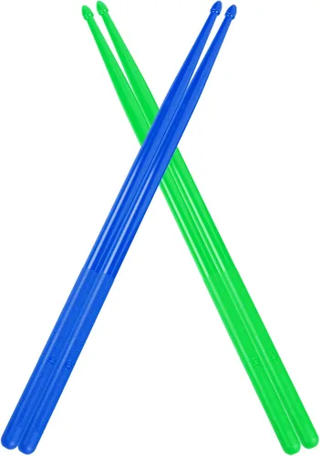 Miniatura 9 de Baquetas de nailon 5A para niños y adultos: baquetas ligeras y duraderas de color azul y verde con asas antideslizantes para baterías electrónicas
