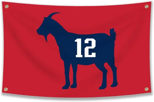 Tom Brady #12 Bandera de cabra de 3 x 5 pies, divertido póster duradero de pared de cueva de hombre con 4 ojales de latón. Esta hermosa pancarta
