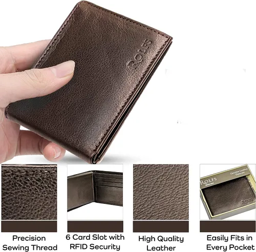 Miniatura 6 de Rolfs Bifold Wallet for Mens, RFID Blocking Genuine Leather Men Wallet, 4.25 x 3.25 Inch Slim, Compact and Lightweight