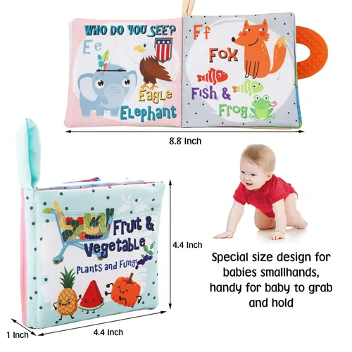 Miniatura 7 de Libros para bebés, regalos de juguetes para bebés, libros arrugados de tela para bebés, bebés de 0-3-6-12-18 meses, juguetes de aprendizaje temprano