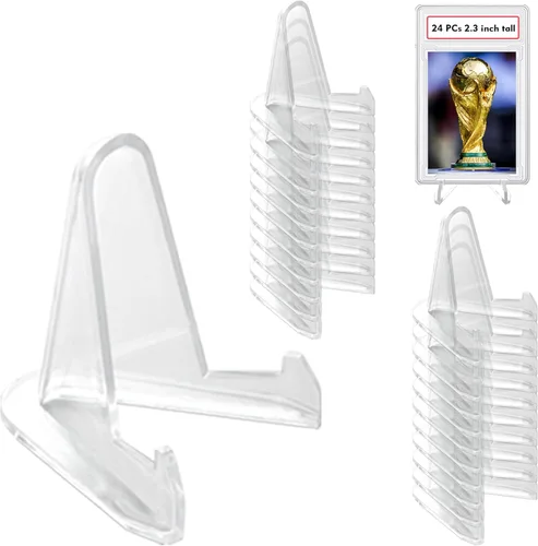 Miniatura 10 de LRANFOW Soporte de tarjetas de acrílico grueso, soporte para mini caballete, soportes para tarjetas deportivas, soporte de tarjetas graduadas