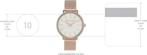 Miniatura 3 de Michael Kors Mini reloj Pyper de dos manos de acero inoxidable para mujer, MK4588 - Reloj de malla de acero inoxidable de dos manecillas