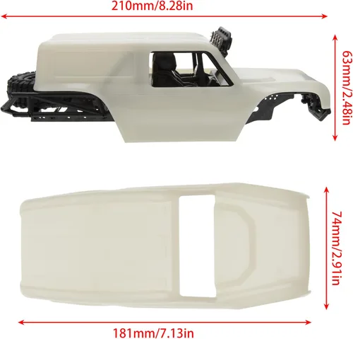 Miniatura 3 de MEUS RACING MB24 SCX24 Cuerpo 5.2in 132MM Casco de Cuerpo ABS+Nylon Chasis de Fibra de Carbono para 1/24 Axial SCX24 Bronco JLU B-17 C10 (Verde)