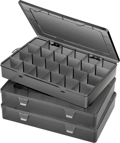 Miniatura 10 de Gbivbe Caja Organizadora de Plástico Grande con 24 Ranuras, Caja de Almacenamiento Ajustable con Divisores, Caja Transparente para Joyería, Negro-1
