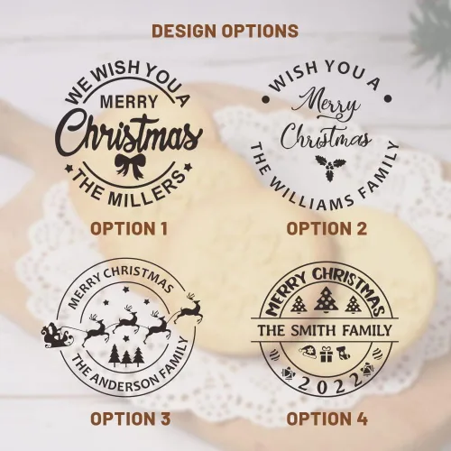 Miniatura 6 de Sello de galletas de Navidad personalizable 2025 con nombre de familia, sorpresa navideña para entusiastas de la repostería (diseño A)