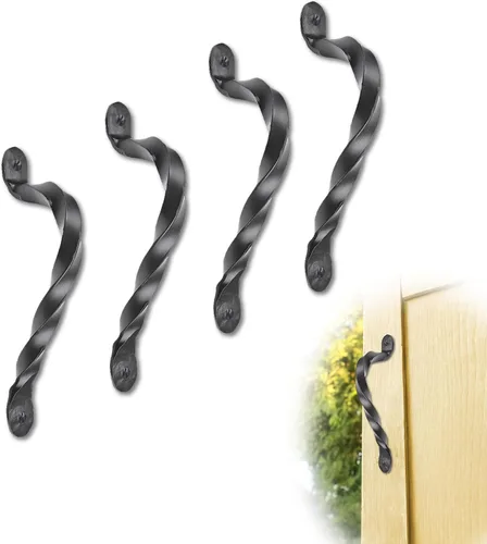 Miniatura 21 de Paquete de 2 manijas decorativas negras de 4.5 pulgadas, manija decorativa de puerta de hierro, manija de puerta de metal rústico para puertas Negro