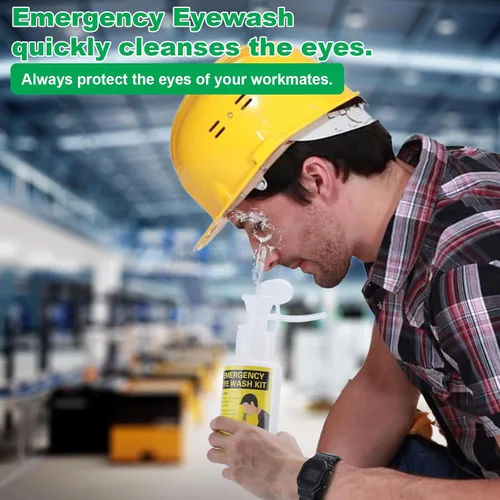 Miniatura 3 de Kit de estación de lavado de ojos portátil aprobado por la OSHA, botellas de lavado de ojos de emergencia Yeipower montadas en la pared, 16 onzas, 1
