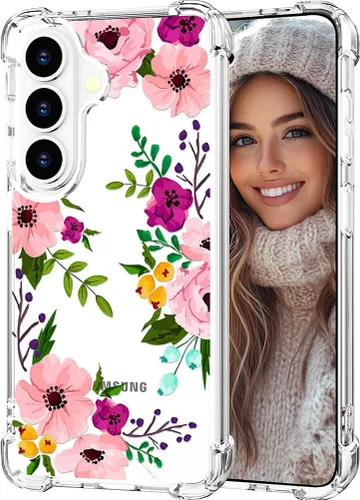 Miniatura 38 de Hungo Funda compatible con Samsung Galaxy S23 con diseño floral y bonito diseño transparente, femenino para mujeres y niñas, con hermoso clavel