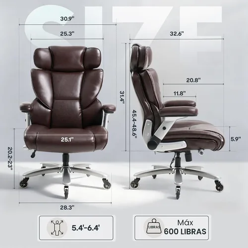 Miniatura 2 de FLEXISPOT 600lbs Silla de Oficina Grande y Alta para Personas Pesadas, Silla de Escritorio de Computadora de Alta Resistencia con Soporte Lumbar