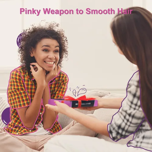 Miniatura 6 de Mini peine caliente rosa de 500 grados, peine de presión eléctrico de doble voltaje para cabello negro, peine alisador de cerámica portátil, enchufe
