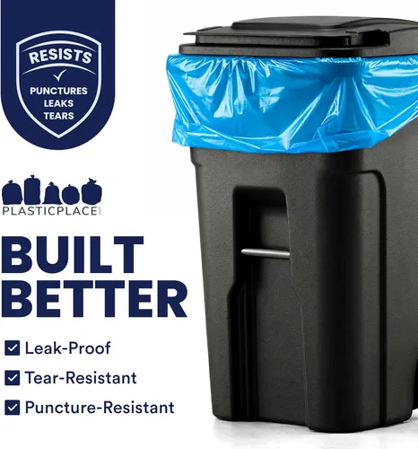 Miniatura 2 de Plasticplace Bolsas de basura de reciclaje de 95 galones, 61 pulgadas de ancho x 68 pulgadas de alto, 1.5 mil, azul, 25 unidades (paquete de 1)