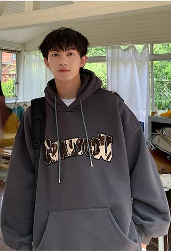 Miniatura 6 de Letter Print Graphic Drawstring Sweatshirt Punk Cool Hoodies for Men Trendy Emo Alt Clothes with Pockets Grunge Outfits