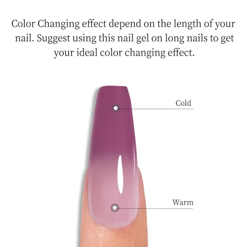 Miniatura 3 de MAYCHAO Esmalte de uñas en gel que cambia de color 1 unidad, 15 mililitros, gel de cambio de temperatura Indigo-Coral, esmalte de uñas que se quita
