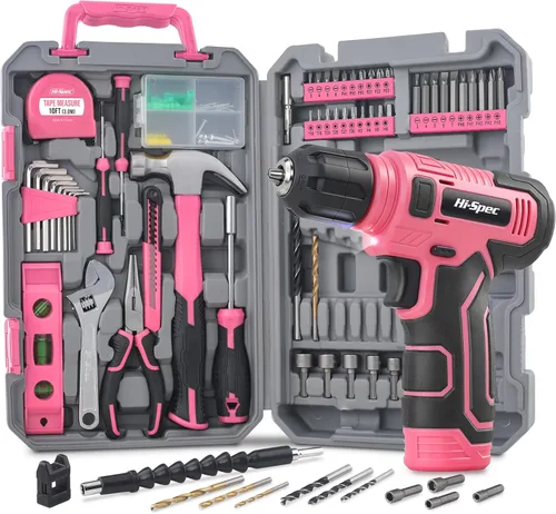 Miniatura 9 de Hi-Spec Juego de taladro inalámbrico de 8 V y kit de herramientas para hombres - Taladro eléctrico recargable por USB, caja de herramientas manual