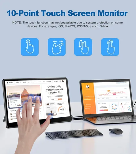 Miniatura 3 de Monitor de pantalla táctil industrial de 13.3 pulgadas, FHD 1920 × 1080 IPS Monitor táctil para portátil HDMI VGA Display Soporte VESA Mount