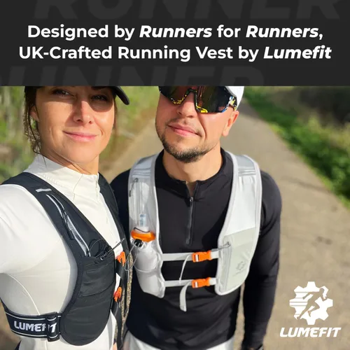 Miniatura 6 de LUMEFIT Chaleco para correr con soporte para teléfono, chaleco de hidratación con botella de agua, chaleco reflectante para hombres y mujeres