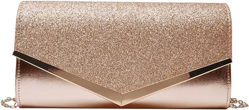 Miniatura 16 de Queena Bolso de mano de noche brillante con purpurina para mujer, bolso de mano con cadena para boda, fiesta, graduación, regalo para mamá, esposa