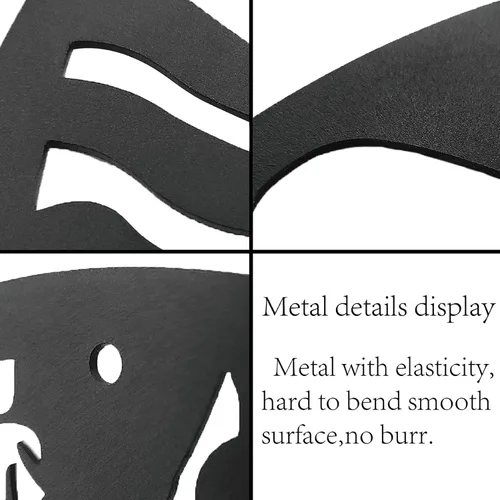 Miniatura 4 de CREATCABIN Notas musicales de metal para decoración de pared, letreros de pared negros para colgar en hierro, escultura de adorno de metal