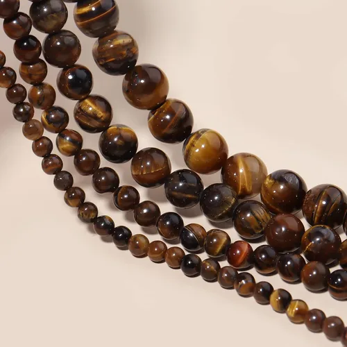 Miniatura 3 de Cuentas redondas sueltas de ojo de tigre natural de 0.236 pulgadas (0.236 in), poder curativo para hacer joyas, pulseras y collares