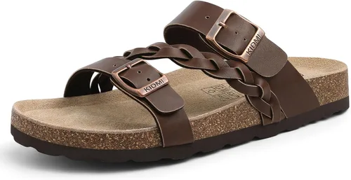 Miniatura 9 de KIDMI Sandalias con plantilla de corcho para mujer con soporte de arco, cómodas sandalias deslizantes con hebilla ajustable para el verano