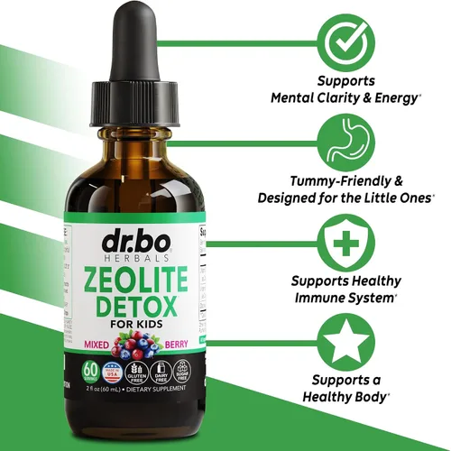 Miniatura 2 de Zeolite Detox & Suprarrenal Focus Support – Clinoptilolita Zeolita para niños y adultos Gotas líquidas con vitaminas B12 y D – Suprarrenal orgánico