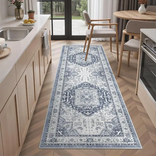 Miniatura 828 de Madane Tapete lavable de 2 x 10 pies para pasillo, cocina, recibidor, clásico, suave, antideslizante para interiores, casa de campo, baño, sala
