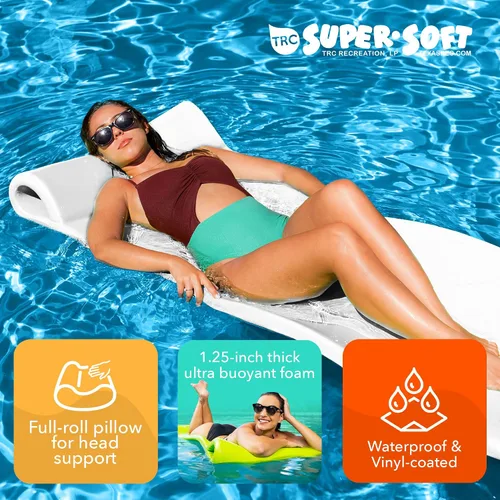 Miniatura 6 de TRC Recreation Foam Swimming Pool Float, Floating Water Lounger, Splash 1.25” Blanco
