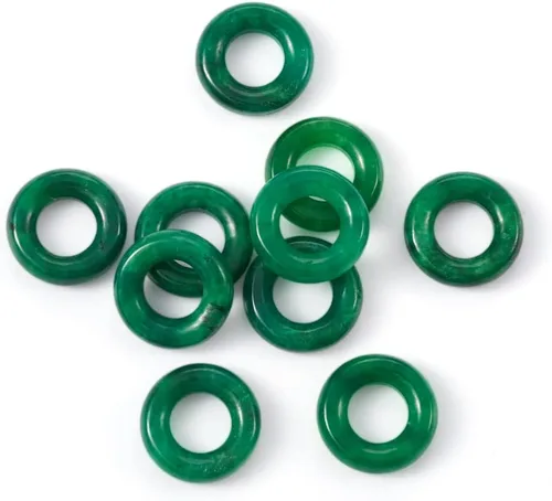 Miniatura 10 de Fashewelry 10 cuentas de piedra de jade natural de Myanmar con agujero grande, grabado, piedras preciosas talladas, dijes europeos, cuentas