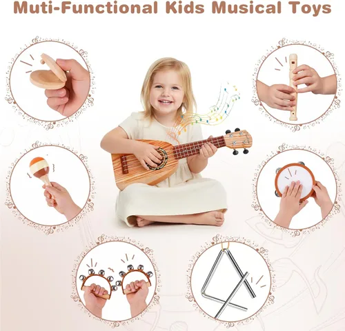 Miniatura 6 de Conjunto de Guitarra para Niños - Juguetes Musicales para Regalos de Cumpleaños de Niños de 2 3 Años, Juguetes Montessori para Niñas de 2 Años