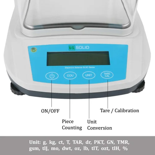 Miniatura 3 de U.S. Solid Báscula de laboratorio de precisión de 21.16 oz x 0.00 oz- Balanza analítica de alta precisión con interfaz USB y RS232, escudo de tiro