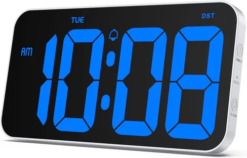 Zgrmbo Reloj de pared digital con dígitos claros enormes de 4 pulgadas, reloj digital para pared con atenuación automática, semana, soporte estándar