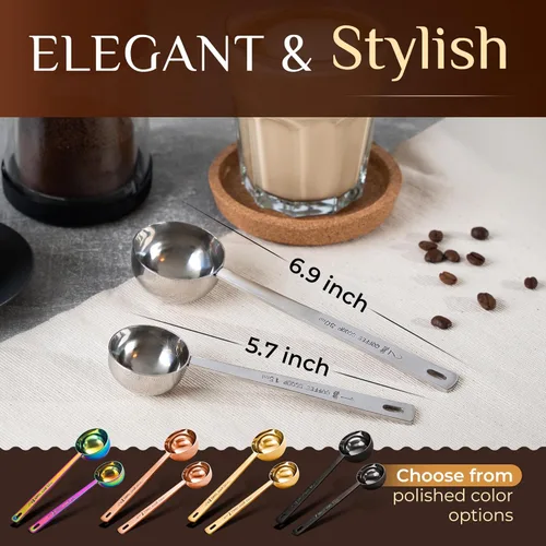 Miniatura 6 de Orblue Juego Premium de Cucharas para Café - 1 Cucharada (15ml) y 2 Cucharadas (30ml) Cuchara Medidora - Cuchara Medidora de Café de Acero Plata
