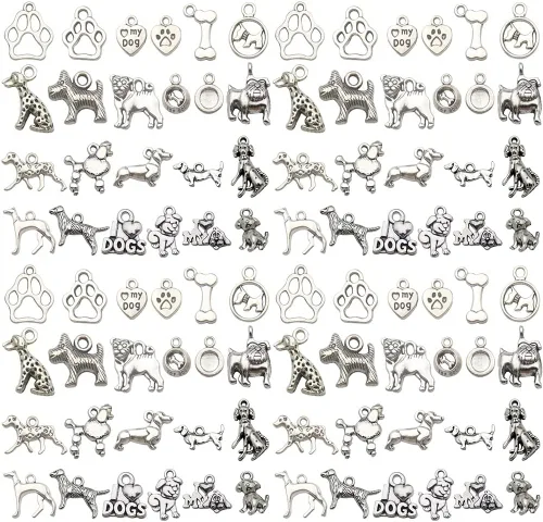 Miniatura 6 de WOCRAFT 120 piezas de dijes de gato de plata envejecida para fabricación de joyas, dijes de gato de aleación para manualidades DIY (SN015)