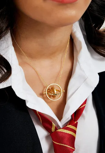 Miniatura 3 de Harry Potter Joyería Hermione - Collar giratorio mágico de reloj de arena de viaje en el tiempo, girador de tiempo, chapado en oro, 22 pulgadas