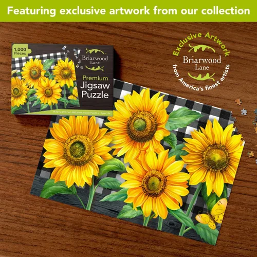 Miniatura 2 de Briarwood Lane Rompecabezas de 1000 piezas de girasoles a cuadros