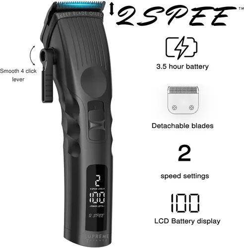 Miniatura 2 de Supreme Trimmer 2Spee STC922 - Cortadora de pelo profesional inalámbrica con hoja extraíble Tiempo de funcionamiento de 210 minutos, motor de 2