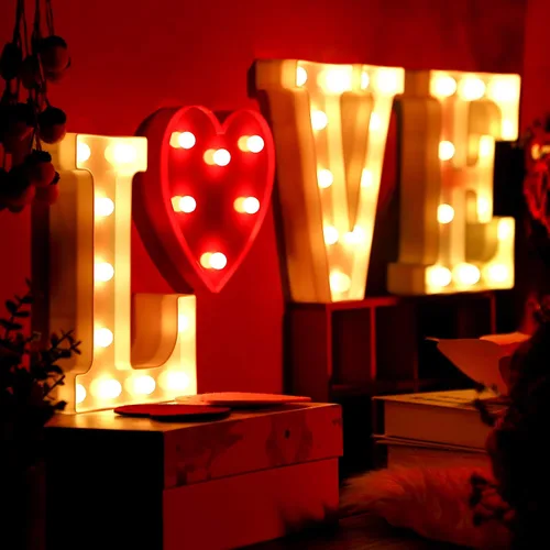 Miniatura 6 de Aurelema 4 letras iluminadas con luces de San Valentín, alfabeto con luces LED, corazón romántico para San Valentín, aniversario, boda, compromiso