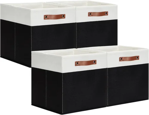 Miniatura 22 de DULLEMELO Cajas de almacenamiento para estantes, almacenamiento de armario, contenedores resistentes para organización del hogar para regalos