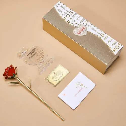 Miniatura 7 de Mikasol Rosa sumergida en oro de 24 quilates preservada para siempre, 1 paquete de flor del infinito decorativa, regalo romántico hecho a mano