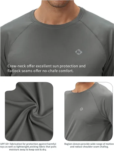 Miniatura 5 de NAVISKIN Camisas de protección contra erupciones para hombre, camisetas de natación FPU 50+ con protección solar ultravioleta, camisas de manga