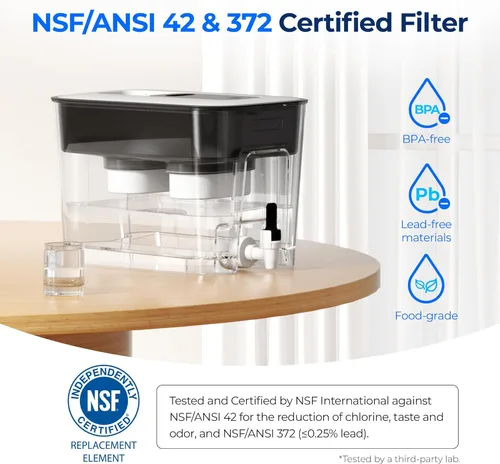 Miniatura 6 de Waterdrop Dispensador de filtro doble de 40 tazas, filtración 8 veces más rápida, vida útil de 400 galones, dispensador de filtro de agua