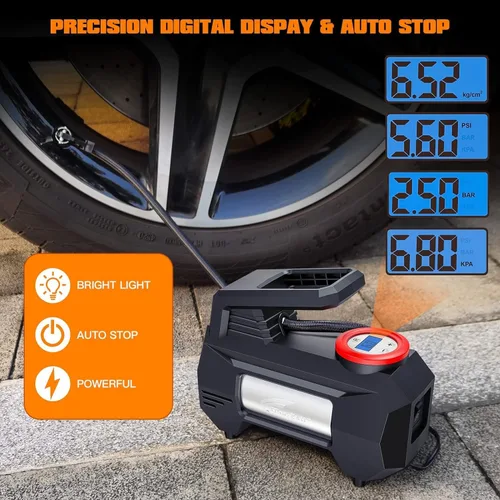 Miniatura 4 de HAUSBELL Inflador de neumáticos de 150 PSI compresor de aire portátil para neumáticos de automóvil, bomba de aire para automóvil, bomba de Inflador