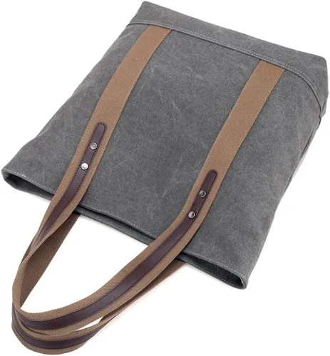 Miniatura 9 de Sunshinejing Bolsos de hombro de lona para mujer, estilo retro, casual, bolsa de trabajo, bolsos de mano