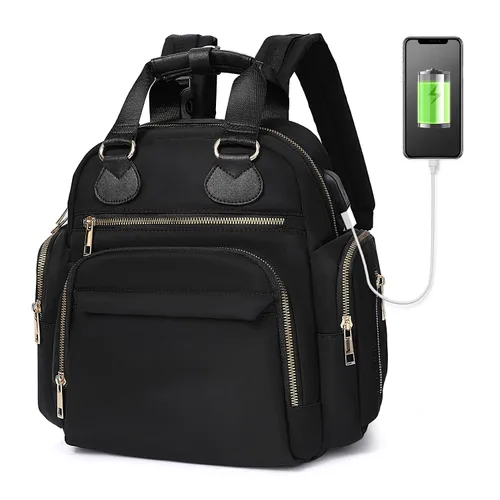 Mochila para pañales de viaje con cambiador, 13 bolsillos, bolsillos aislados, puerto de carga USB, artículos esenciales para baby shower, color