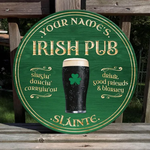 Miniatura 4 de ARTSY WOODSY Letrero de madera de pub irlandés personalizado (no tallado real), decoración del día de San Patricio, accesorios de placa de arte