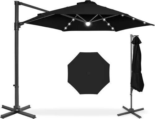 Miniatura 42 de Best Choice Products - Paraguas solar LED de 10 pies para colgar en el mercado o patio Gris